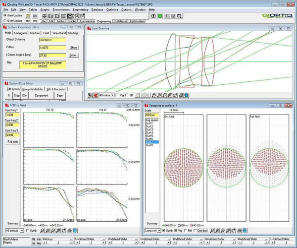 WinLens 3D software screenshot Software Package WinLens 3D